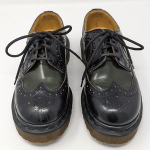 Rare Dr. Martens 3989 Brogue Wingtip Black and Green Made in England
